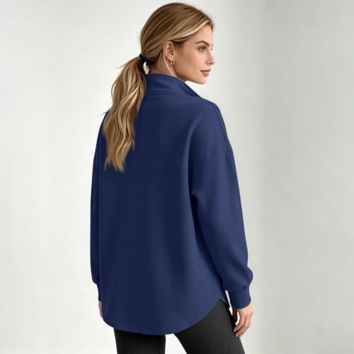 Gumipy Quarter Zip Sweatshirt Women Casual Fleece Lined Hoodie Sweat Shirts - image 5