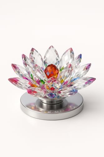 Image of ZYROO Crystal Lotus Flower Showpiece for Home Decor | Feng Shui Good Luck Crystal Lotus | Decorative Glass Lotus for Pooja Room, Office Desk, Meditation & Gift