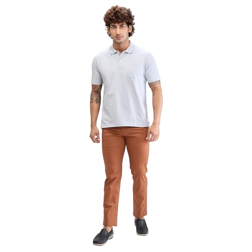 Image of Colorplus Men's Comfort Fit Solid Pattern Pure Cotton Plain Collar Half Sleeve Casual T-Shirt