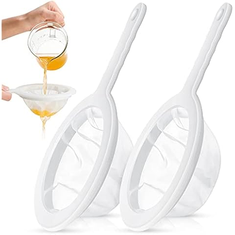 2 Coladores de Malla Ultrafina Colador de Jugo Alimento de Nailon Tamiz de Malla de Yogur Colador de Malla de Plástico con Asa Mini Red de Separación de Artemia para Cocina (Malla 120/200) de Zopeal Cover
