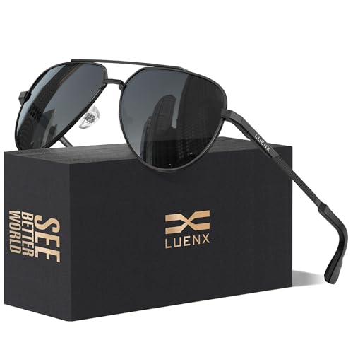 LUENX Aviator Sunglasses for Men Women Polarized Trendy Sun Shades UV 400 Protection