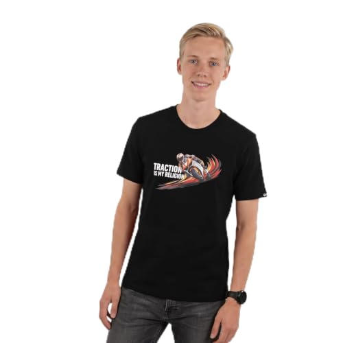 Image of Men's Round Neck Graphic Printed T-Shirt, Red | Premium Cotton Casual Riding Tee | Comfortable Regular Fit Crew Neck for Bikers & Everyday Wear