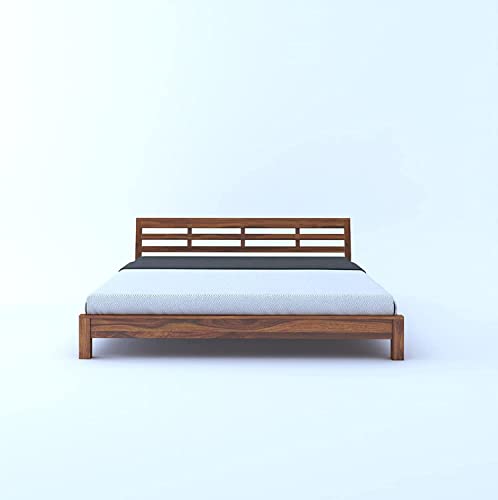 Image of SANKAT MOCHAN Industries Solid SHEESHAM Honey Brown Wooden King Size Bed Double Bed Furniture for Bedroom Living Room, Home & Hostel Rooms (Honey Finish) Matters Size (6 * 6.5) (King (U.S. Standard))