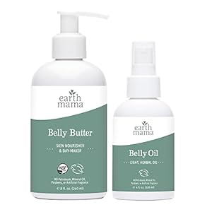 Earth Mama Belly Butter & Belly Oil Bundle for Dry, Stretching Skin | Moisturize + Encourage Skin’s Natural Elasticity…