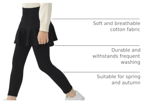 Image of StyleSavvy Trendy Girls' Leggings with Skirt - 2 Pack of Cotton Ruffle Skirt Pants for Kids for 3-8 Years