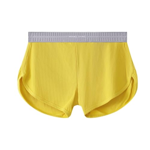 Mens Ribbed Cotton Boxer Underwear Split Side Gym Running Active Shorts