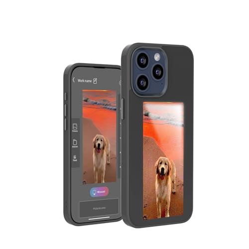 KSOPUERT Funda Mejorada para teléfono Inteligente con Pantalla de Tinta e de 4 Colores, Pantalla de Imagen, Imagen, Texto, Compatible con iPhone 16 Pro MAX, transmisión NFC, Color Negro