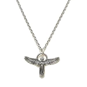 [Njdkadey] Classic Angel Prayer Pendant Necklace Silver Color Archangel Wings Chain Neck Hip Hop Jewelry Men Women Accessories Hip Hop Necklace