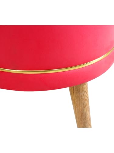 Image of Pouffes Sitting Stool for Living Room, Puffy Wooden Ottoman | Round Pouffe for Living Room & Bedroom | Pouf for Office & Home Decoration & Modern Seating Stool (Stool-BabyPink)