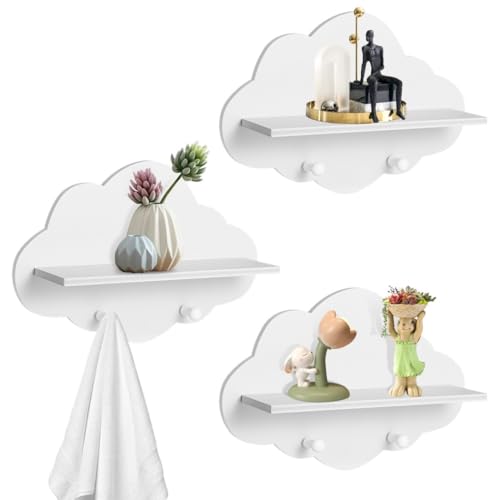 yeeplant - Estantes flotantes de nube, bonitos y simples, decoración de pared Kawaii, ideal para exhibir libros y objetos pequeños
