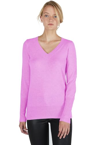 Image of JENNIE LIU Women's 100% Pure Cashmere Long Sleeve Ava V Neck Pullover Sweater
