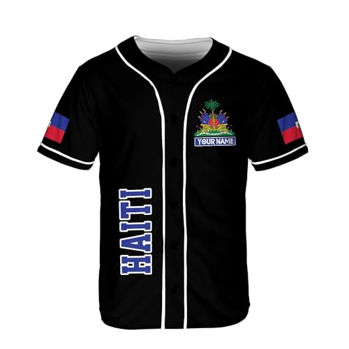 Ligthuy Personalized Name Haiti Baseball Jersey, Customized Haitian Baseball Jerseys for Men Women Haitian Flag Shirt 3D miniatura 3