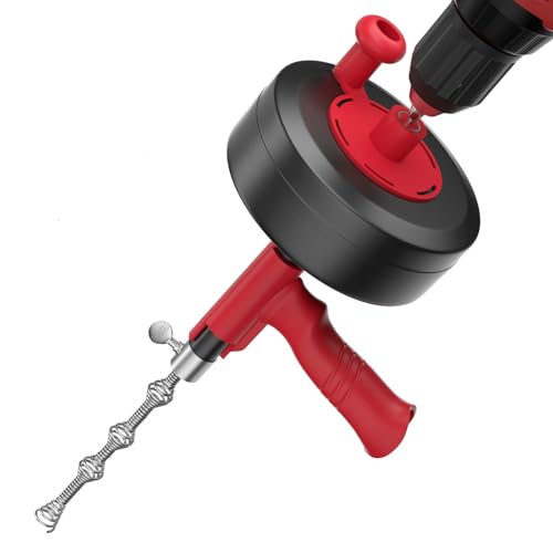 Furet Déboucheur Canalisation Spirale de Nettoyage de Tuyau 7,6m - Embout de Percage & Tambour Flexible en Métal pour Déblocage Efficace