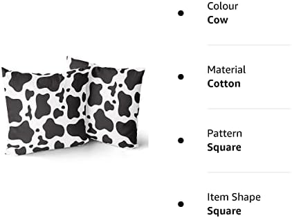 Cushion Covers 45cm x 45cm Set of 2 Cow Print Throw Pillow Covers 18x18 inches Soft Cotton Square Decorative Throw Pillow Cases for Living Room Sofa Couch Bed Pillowcases