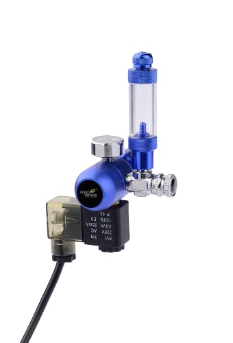 Image of AquaNature Tiny Tech Compact Single Gauge Co2 Regulator with Solenoid Valve + Bubble Counter for Aquarium ATTCR3 (Blue)