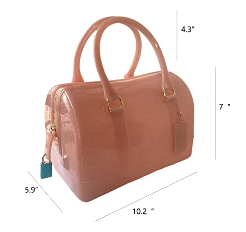 Image of Ladies Summer Jelly Pillow-shaped Top Handle Handbag Candy Color Transparent Crystal Purse