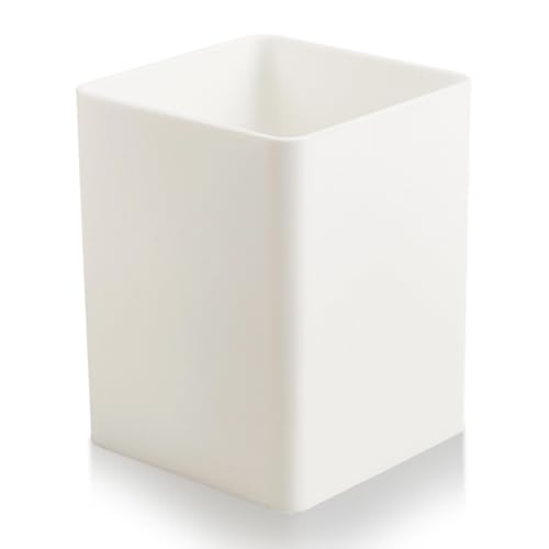 Image of CRASPIRE White Pen Holders Plastic Pencil Cups Square Waterproof Cuboid Cosmetic Makeup Brush Small Stationery Container Holder Box Case for Office School Home Desk Makeup Brush Pen Pencil Storage
