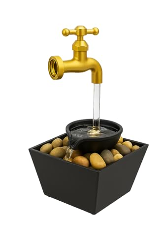 OSFT Floating LED Water Tap Fountain – Magic Illusion Tabletop Waterfall with Flowing LED Light & Decorative Stones | Indoor Home Décor for Bedroom, Office, Living Room | Relaxing Gift Idea