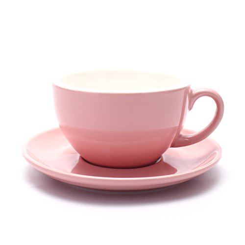 Comparison: Best Latte Art Cups 7 Coffeezone Latte Art Cup and Saucer for Latte & Cappuccino & Double Espresso, New Bone China, Mate for Coffee Shop and Barista (Glossy Pink, 10.5 oz)