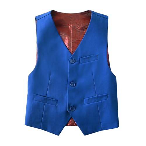 Image of Boys Suit Vest Kids Formal Waistcoat Vest with Pockets Adjustable Back Strap Vest for Wedding Piano Performance