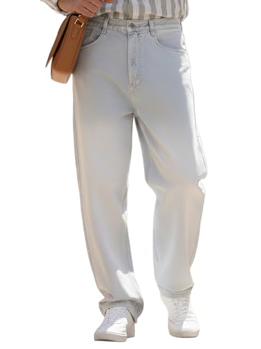 Image of Urbano Fashion Men's Loose Baggy Fit Heavy Washed Faded Denim Jeans Non-Stretchable
