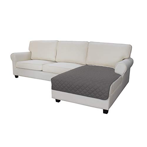 Image of Easy-Going L Shape Sectional Sofa Slipcover 42 x 52 Inches Rectangular Chaise Lounge Reversible Furniture Protector for Pets Kids Children Dog Cat (Gray /Gray)