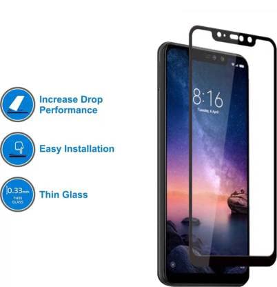 Image of Tempered Glass Screen Protector Compatible for Name with Edge to Edge Coverage and Easy Installation Kit, Pack of 1, Black (REDMI NOTE 6 PRO)