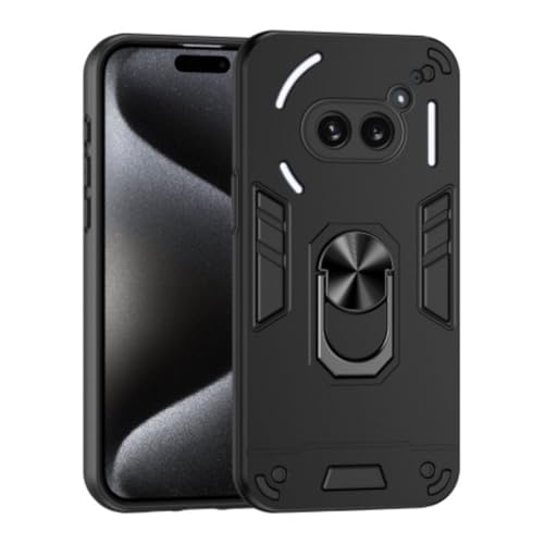 Image of ShieldTech Back Cover for Nothing Phone 2a | Rugged Armor Case with Ring Stand | 360 Protection | Shockproof | Camera & Screen Guard (PC, Black)