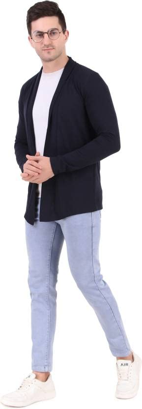 PAUSE Sport Men Blue Full Sleeve Cotton Open Long Cardigan | Full Sleeves Shrug for Men Mensshrug-717-BLU_XXL