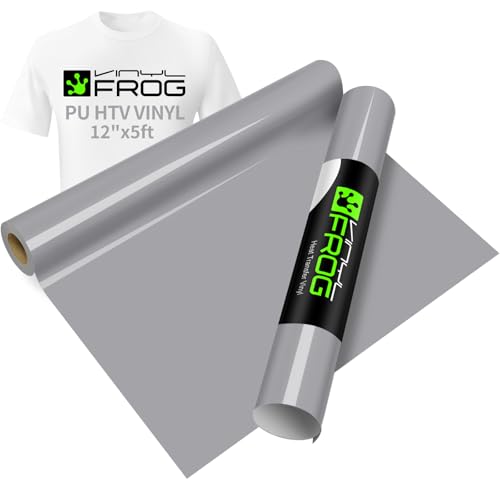 VINYL FROG Heat Transfer Vinyl Roll HTV Vinyl - 12' x5ft Grey Iron on...
