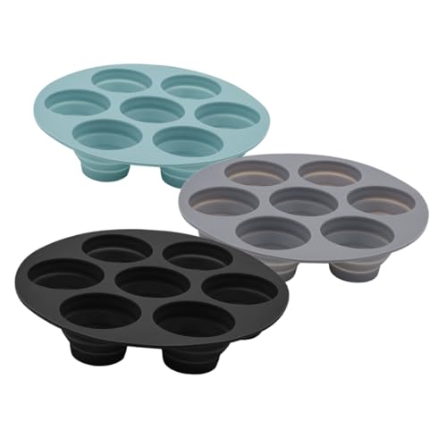 BESTYASH 3 piezas Moldes de Silicona para Cupcakes y Muffins Antiadherente y Reutilizable para Horno y Freidora de Aire Diseño Plegable y Ligero para Hornear Pasteles y Bizcochos Casa o