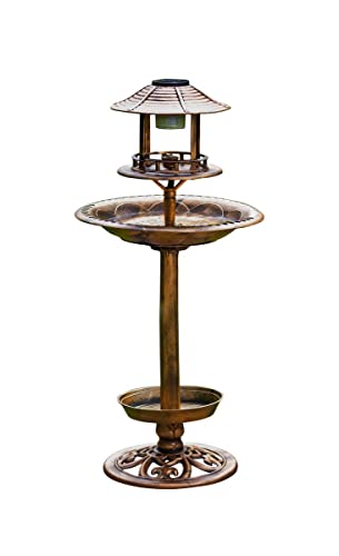 TopTV Solar-Vogelbad mit Pflanzschale Farbe Braun Cover