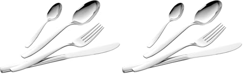 Lagostina Luisa, Set Servizio Posate monoblocco per 6 Persone, Acciaio Inox 18/10, 24 Pezzi (6x forchetta, coltello, cucchiaio, cucchiaino) (Confezione da 2)