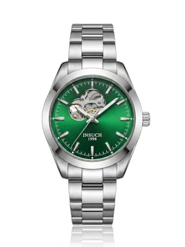 Image of MINI @ MAXX 1998 Men's Automatic Mechanical Watch with Open Heart Dial, Silver Stainless Steel Bracelet, Analog Display, Premium Formal & Casual Wrist Watch for Men