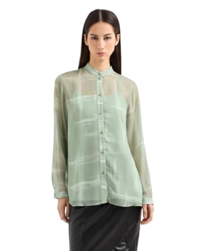 Armani Exchange Women's Sage Marble Print Button Down Blouse Sage Marble Print, Small