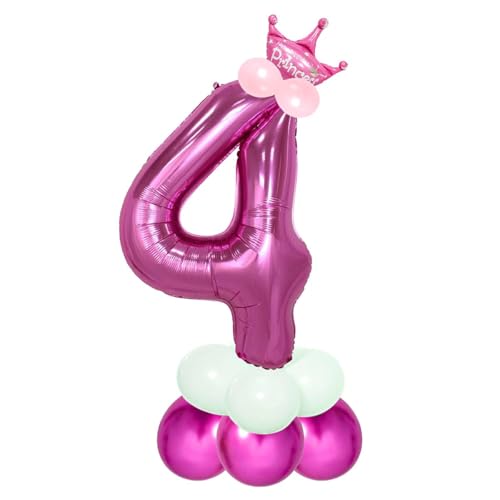 Image of Pink 32 Inches Numbers 4 Shape Large Big Foil Helium Balloons For Party Decorations In Happy Birthday Anniversary Office Items Materials Set Pack, Pack Of 1