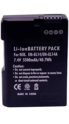 Image of EN-EL14 Rechargeable Battery + charger Pack Compatible with Nikon Digital Cameras|D3100,D3200,D3300,D3400,D3500,D5100,D5200,D5300,D5500,D5600|Coolpix P7000, P7100, P7200, P7700, P7800, Df