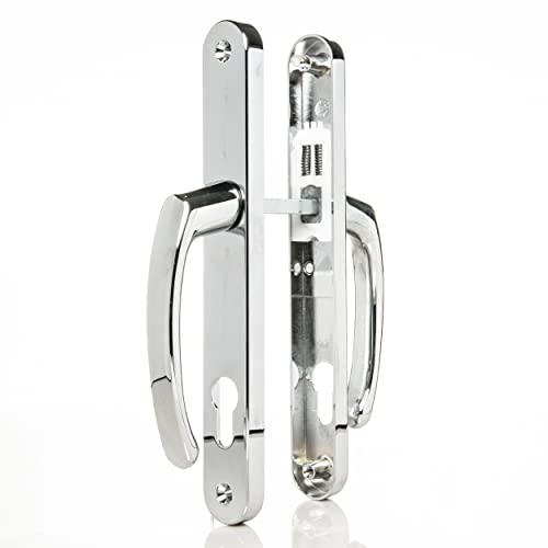 UPVC Door Handles Set - Polished Chrome - Lever/Lever - 92mm PZ (Centres) - 215mm Screw to Screw - Backplate 245mm X 32mm - Chrome Replacement Door Handles