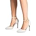 DREAM PAIRS Women's Oppointed-Lacey Pointed Toe Ankle Strap High Heel Stiletto Pumps Wedding Dress Shoes,Size 9,White/Pu,Oppointed_Lacey