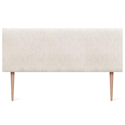 DHOME Cabecero Tapizado Liso Exclusivo Serie Luxury Edition con Patas para Pared Acústicos Cabeceros Absorbentes Cabezal Cama Dormitorio (Ethnic White, 160cm, 8cm Grosor)