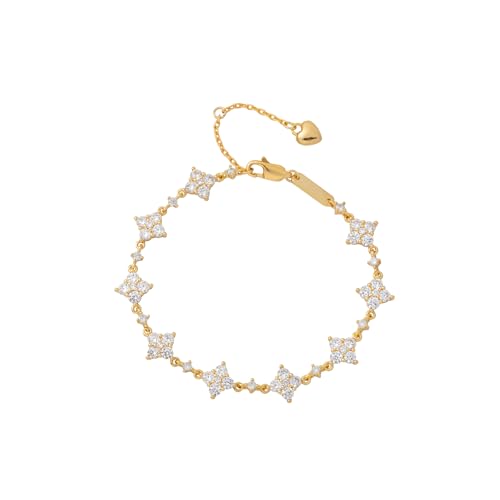 Dainty Gold Silver Bracelet for Women Trendy Non Tarnish 14K Gold Plated Cubic Zirconia Bracelet Simple Butterfly Flower Cubic Zirconia Bracelets Jewelry Gift for Women