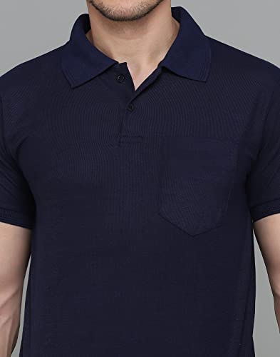 Image of INKKR Men's Polo Neck Half Sleeve Cotton Blend Regular Fit T-Shirt With Pocket