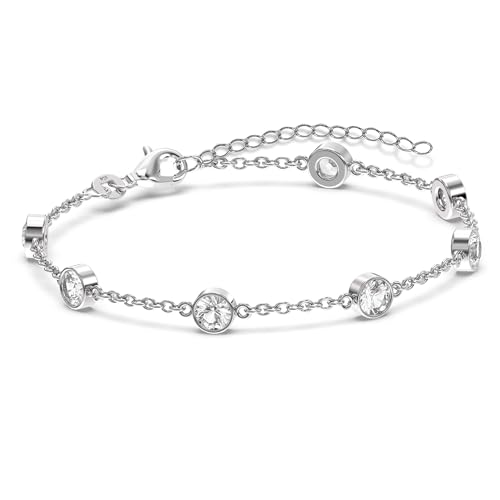 Tobilleras para mujer LeCalla de plata y circonitas ideales para lucir este verano