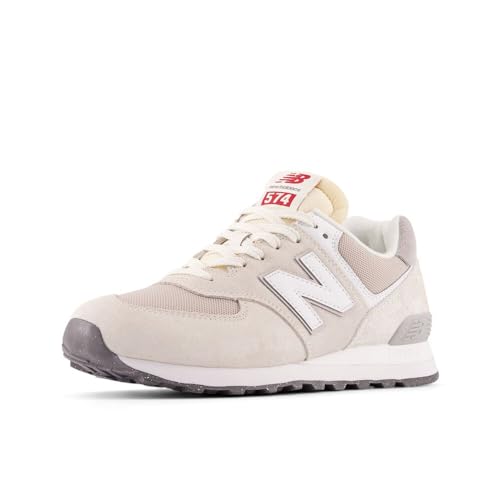 Image of New Balance Unisex 574 V2 70s Racing Sneaker,Sea Salt /Nb 102 White,Men 5.5 / Women 7