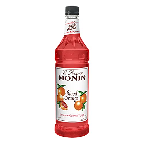 Monin - Blood Orange Syrup, Berry Citrus Flavor, Natural Flavors, Great for Cocktails, Mocktails, and Lemonades, Non-GMO, Gluten-Free (1 Liter)