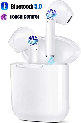 ROYEO Bluetooth 5.0 Wireless Earphones HD Stereo Sound Built-in Mic Earbuds Sports Touch Control Headsets Auto Pairing With Charging Case Noise-Reduction Headphones IPX5 Waterproof