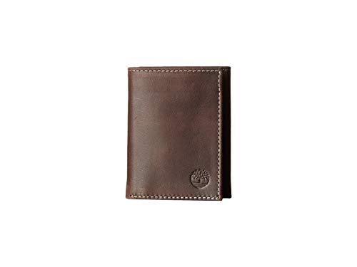 Timberland Leather Trifold Wallet with ID Window Accessoire de Voyage - Portefeuille Pliable Triple pour Homme, Café (Nuageux), Talla única, Portefeuille en...