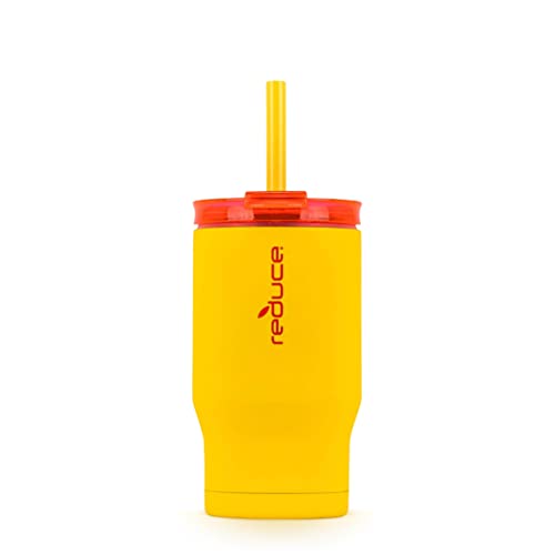 Image of Reduce 14 oz Coldee Tumbler – Reusable Vacuum Insulated Stainless Steel Cup with Straw and Lid – Small and Perfect for Kids – Gripster Finish, Morning Rays
