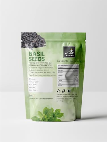 Image of Natural Craving Basil Seeds 200g | Organic Sabja Seeds | Tukmaria for Eating | High in Omega-3, Fiber & Plant Protein | Gluten-Free Superfood for Digestion, Hydration & Weight Management
