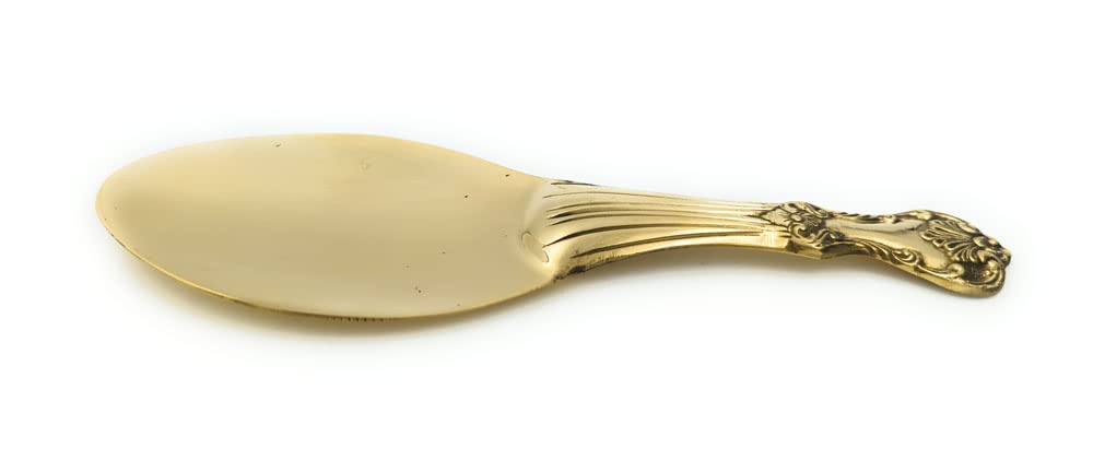 Golden Brass Rice Spoon - Traditional Indian Design -3